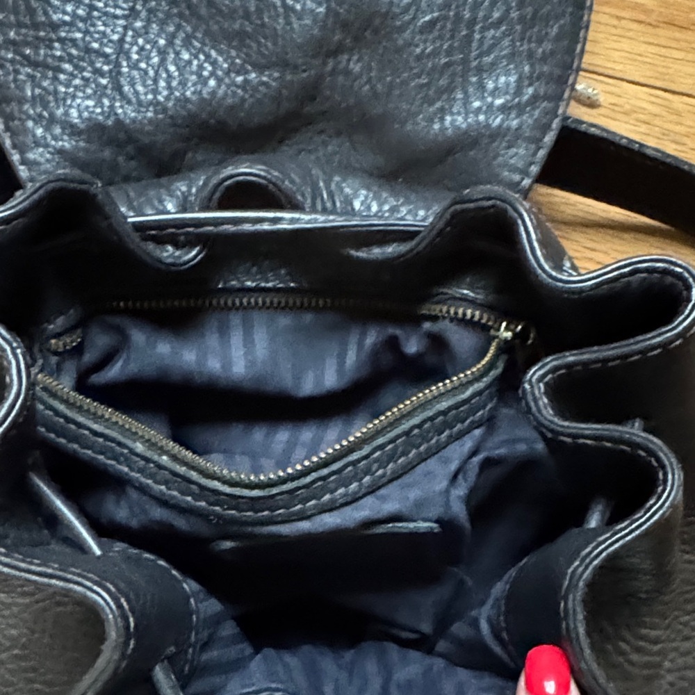 Coach | Dark Brown Pebbled Leather Drawstring Backpack - Picture 4 of 7